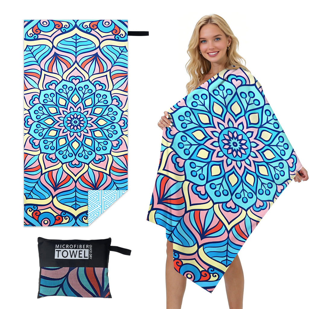 GiftoLuck Quick Dry Beach Towel Must-have Print Towels for Travel Holiday with Mesh Bag