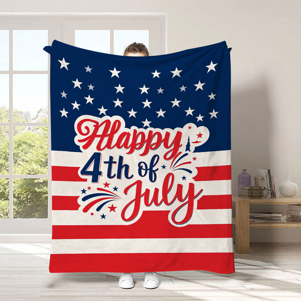 GiftoLuck 4th of July Independence Day 250th Anniversary Flannel Blanket (1776–2026) – Patriotic USA Throw with American Flag, Bald Eagle & Statue of Liberty