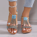 🔥Last Day 69% OFF🔥GiftoLuck Women Summer 2025 Bohemian Flat Shoes Rhinestone Peep-toe Sandals