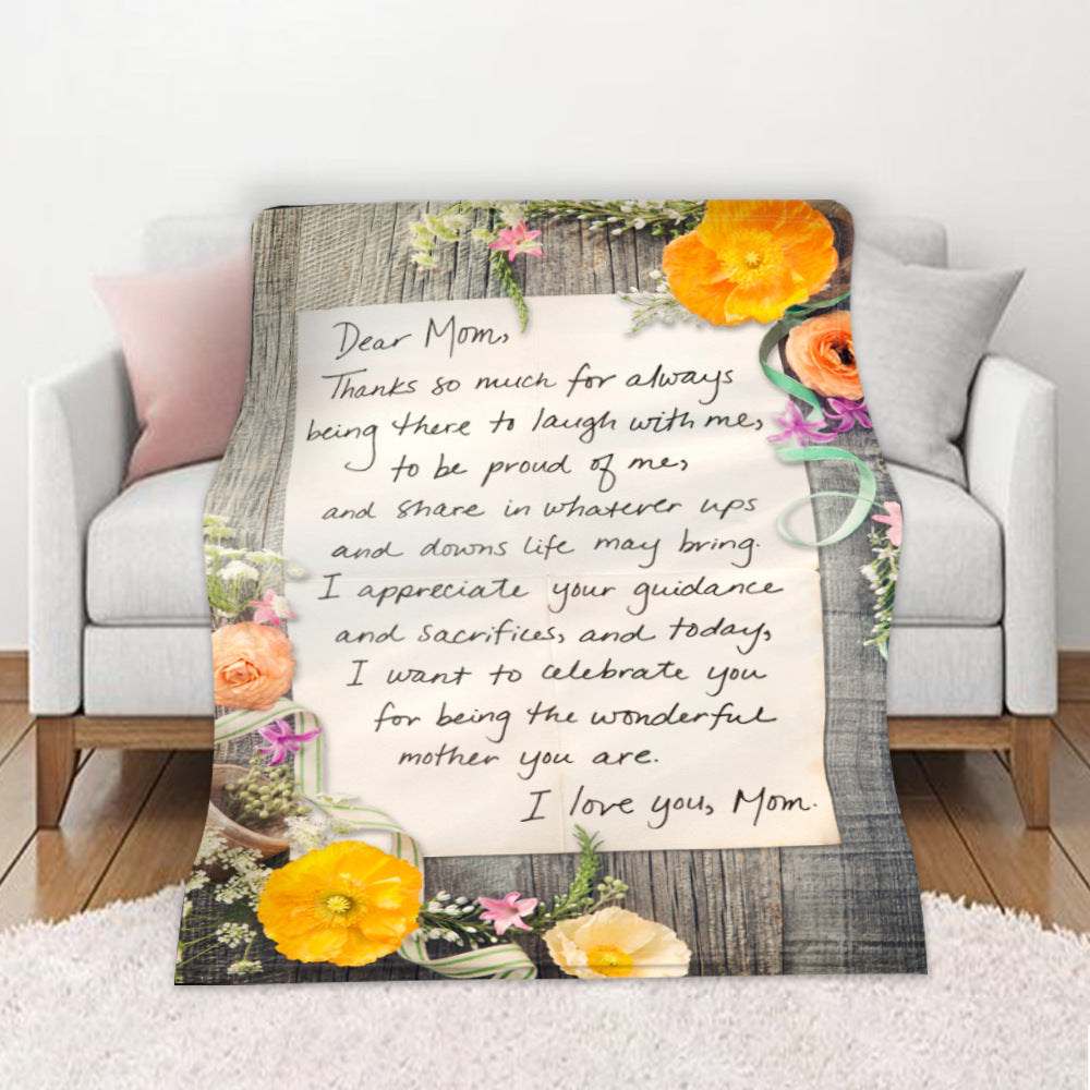 GiftoLuck “To My Mom” Flannel Blanket Soft Cozy Throw Perfect Gift for Mother's Day,Birthday,Holiday