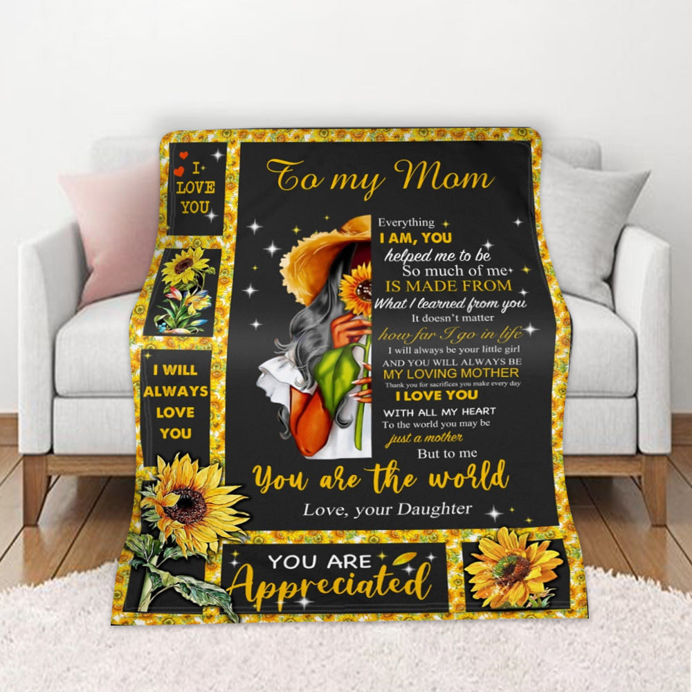 GiftoLuck “To My Mom” Flannel Blanket Soft Cozy Throw Perfect Gift for Mother's Day,Birthday,Holiday