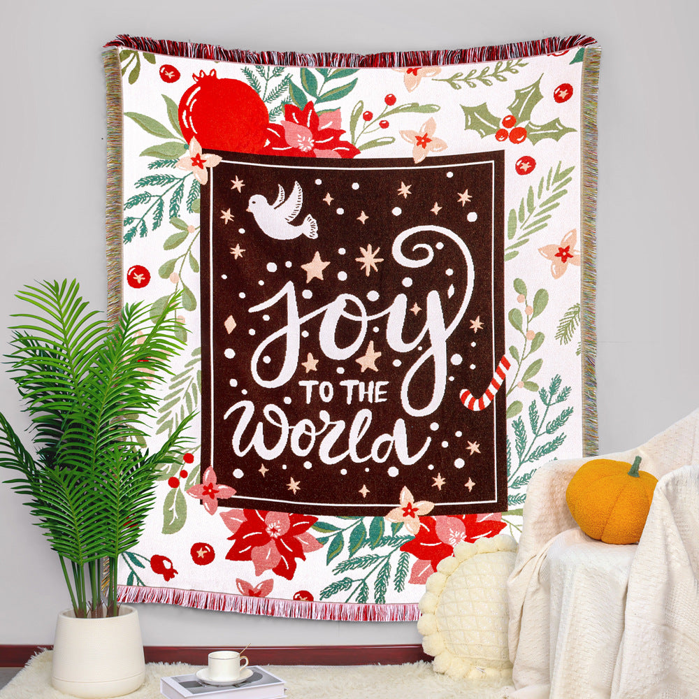 GiftoLuck Merry Christmas Jacquard Tapestry Throw Blanket Sofa Cover X'mas Gift