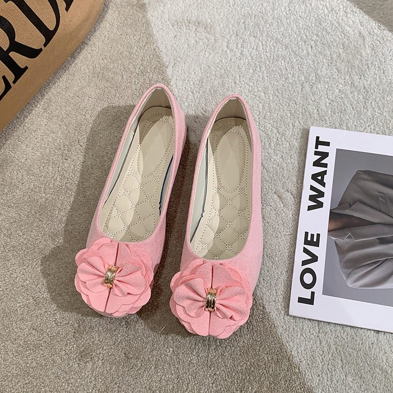 GifitoLuck Women’s Square Toe Flower Flats, Slip-On Bow Walking Shoes for Spring 2026, Thoughtful Gift for Mum or Grandma