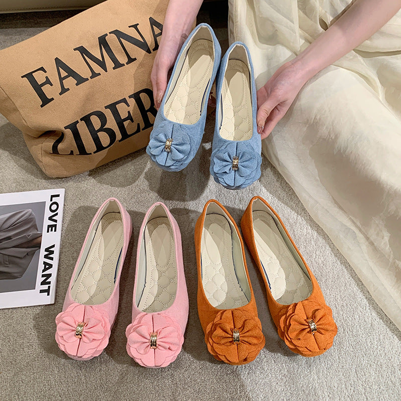 GifitoLuck Women’s Square Toe Flower Flats, Slip-On Bow Walking Shoes for Spring 2026, Thoughtful Gift for Mum or Grandma
