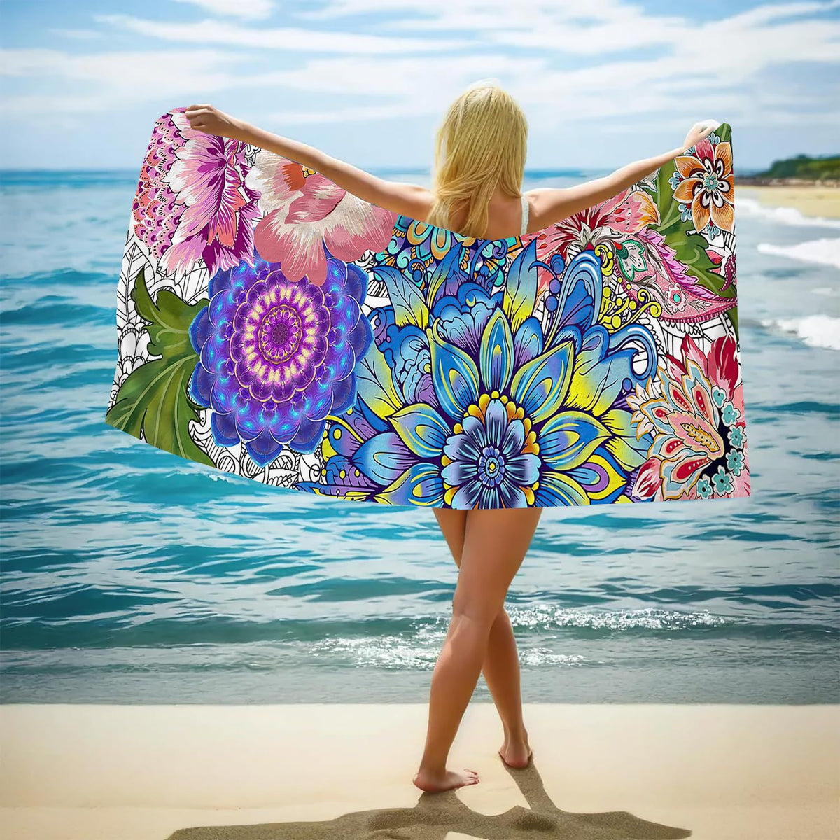GiftoLuck Ocean World Sand Free Beach Towel Quick Dry Turtle Dolphin Summer Holiday Travel Towel