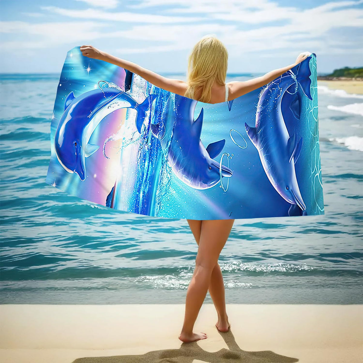 GiftoLuck Ocean World Sand Free Beach Towel Quick Dry Turtle Dolphin Summer Holiday Travel Towel