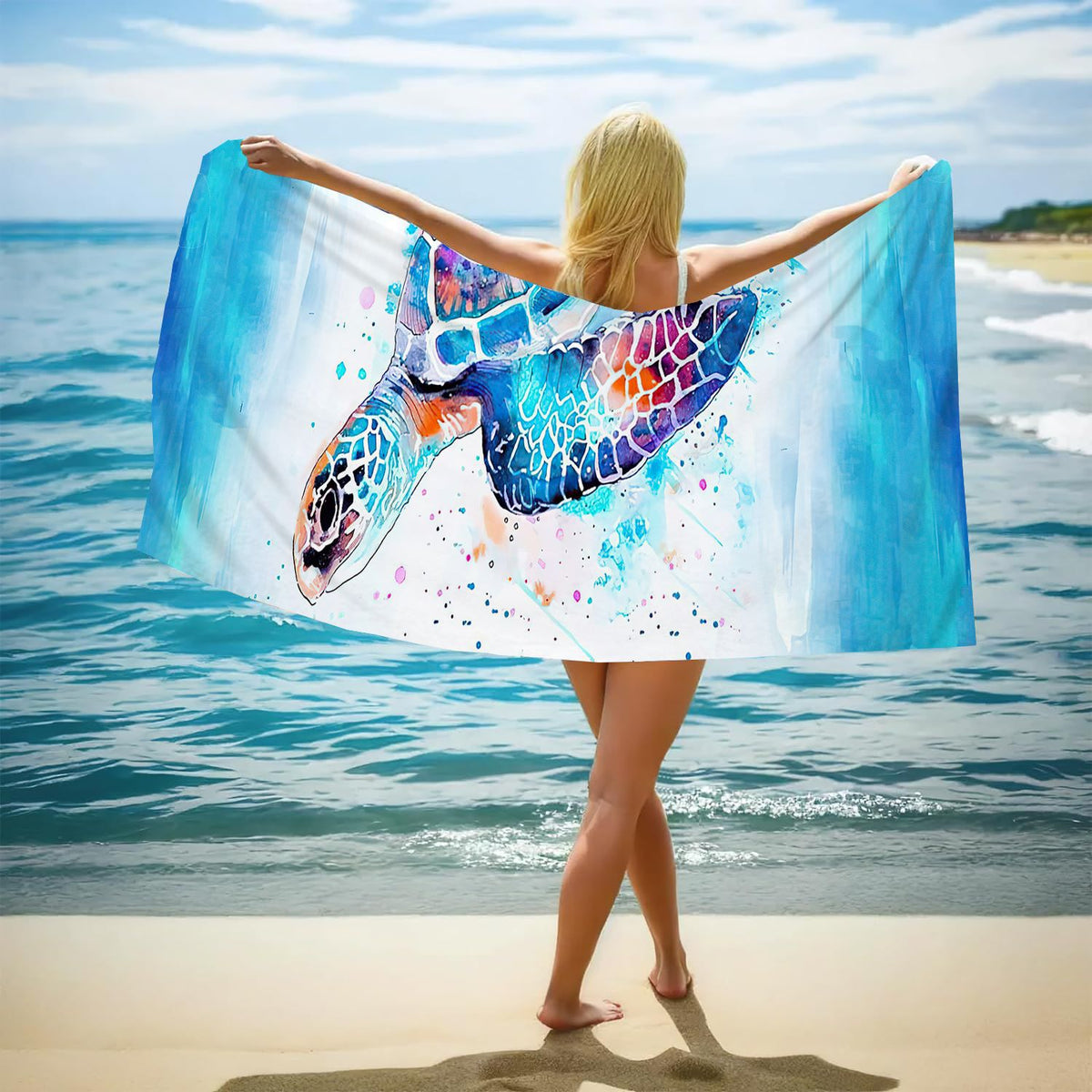 GiftoLuck Ocean World Sand Free Beach Towel Quick Dry Turtle Dolphin Summer Holiday Travel Towel
