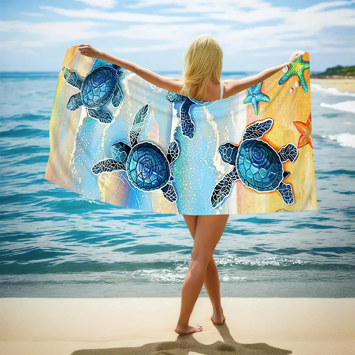 GiftoLuck Ocean World Sand Free Beach Towel Quick Dry Turtle Dolphin Summer Holiday Travel Towel