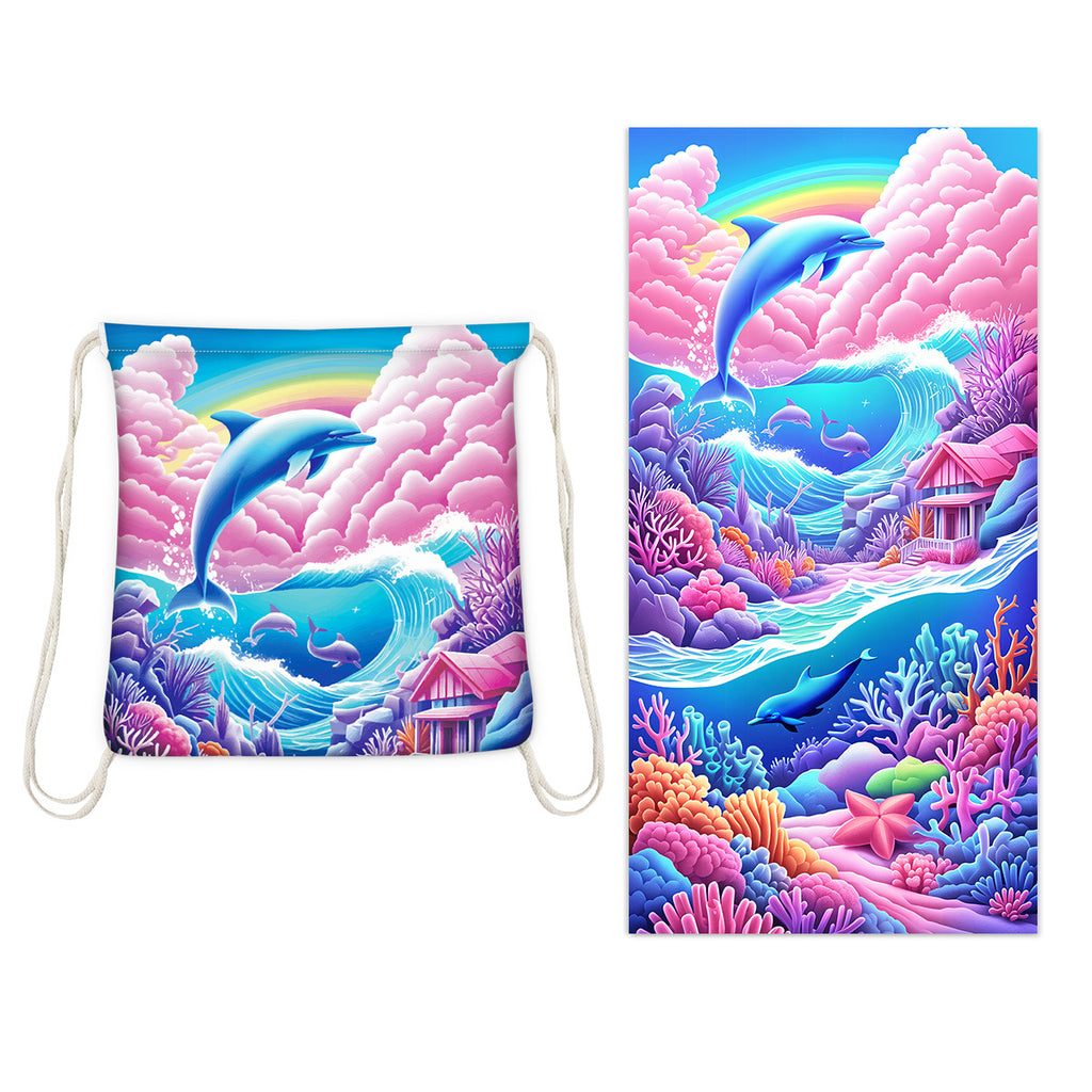 GiftoLuck 2-in-1 Backpack Beach Towel Quick Dry Travel Bag Summer Holiday Swimming Bath Towel