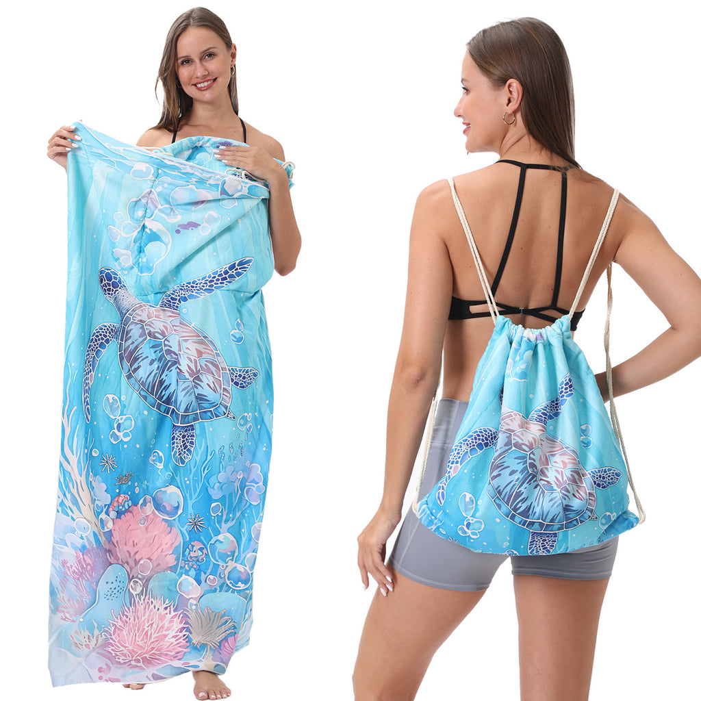 GiftoLuck 2-in-1 Backpack Beach Towel Quick Dry Travel Bag Summer Holiday Swimming Bath Towel