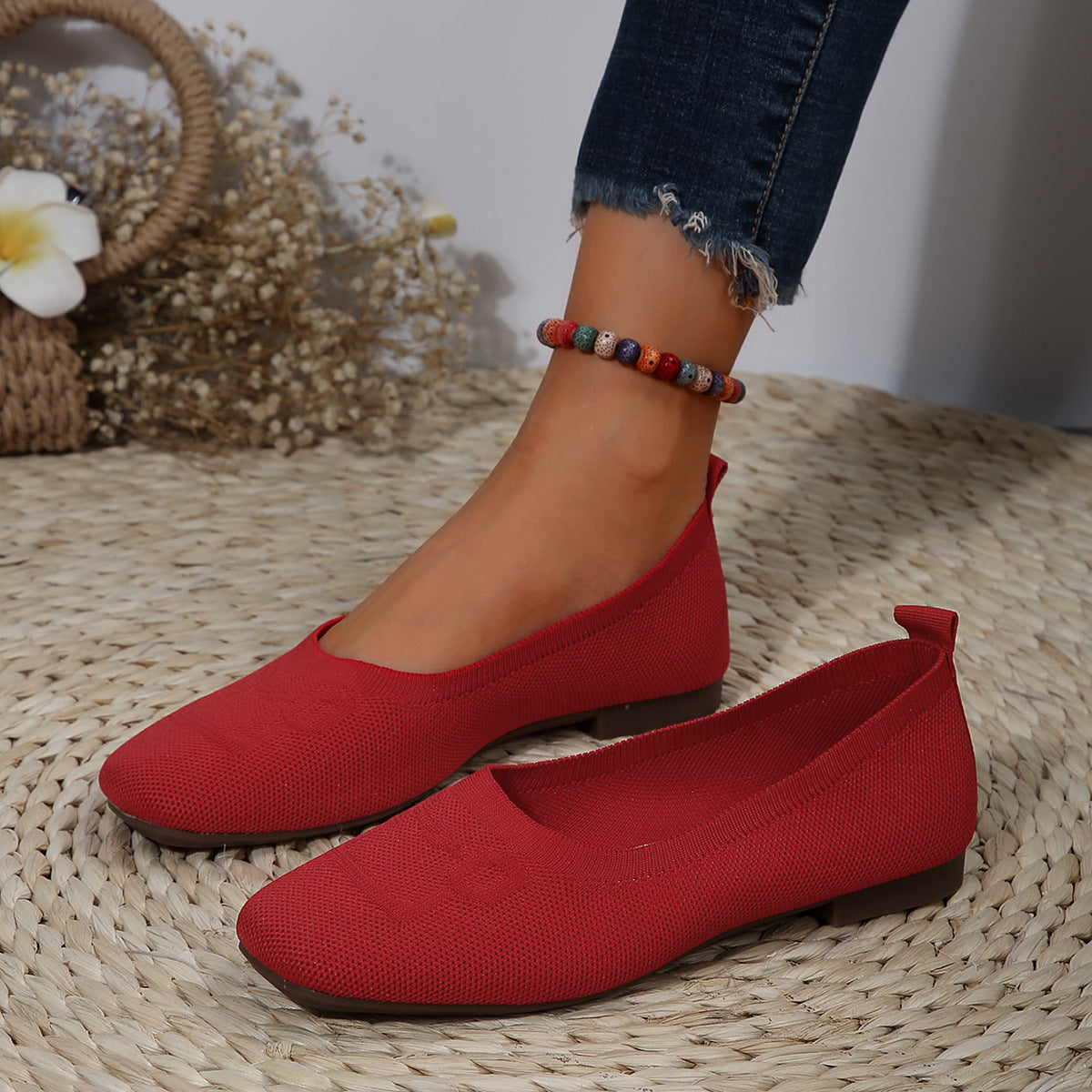 GifitoLuck Women’s Flat Knit Slip-On Loafer Shoes, Soft Round Toe Casual Flats for Spring 2026, Lightweight Everyday Walking Comfort Gift for Mum or Grandma
