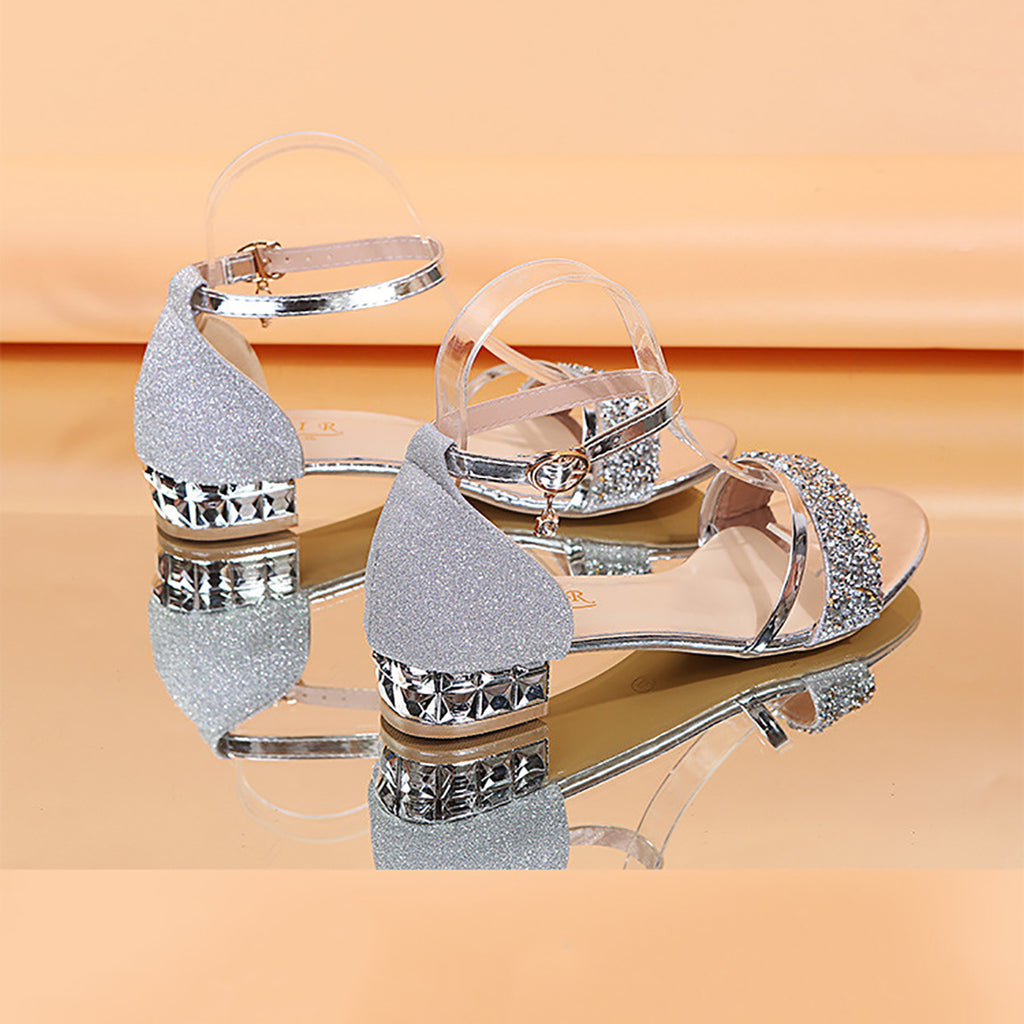 🔥Last Day 69% OFF🔥GiftoLuck Women Summer 2025 Round-toe Rhinestone Plus Size Summer Peep-toe Sandals