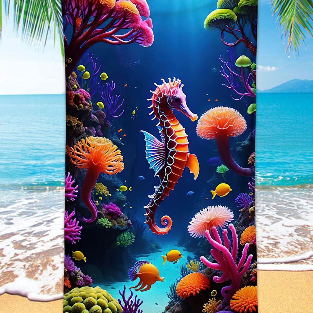 GiftoLuck Turtles Printing Beach Towel Quick Dry Sand Free Microfiber Holiday Travel Towel