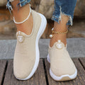 GifitoLuck Women’s Breathable Knit Slip-On Shoes, Lightweight Soft Sole Casual Comfort Trainers, Easy Everyday Walking Gift for Mum or Grandma