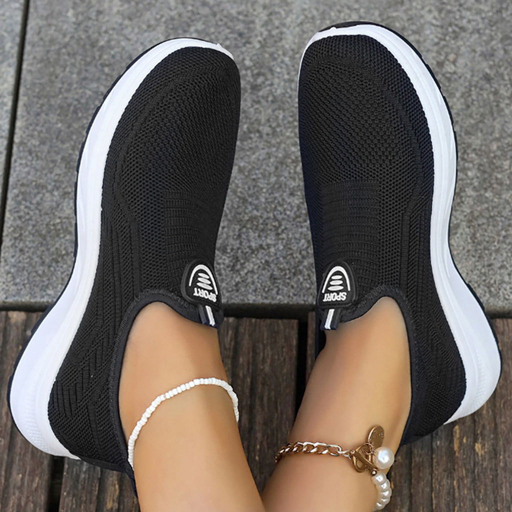 GifitoLuck Women’s Breathable Knit Slip-On Shoes, Lightweight Soft Sole Casual Comfort Trainers, Easy Everyday Walking Gift for Mum or Grandma