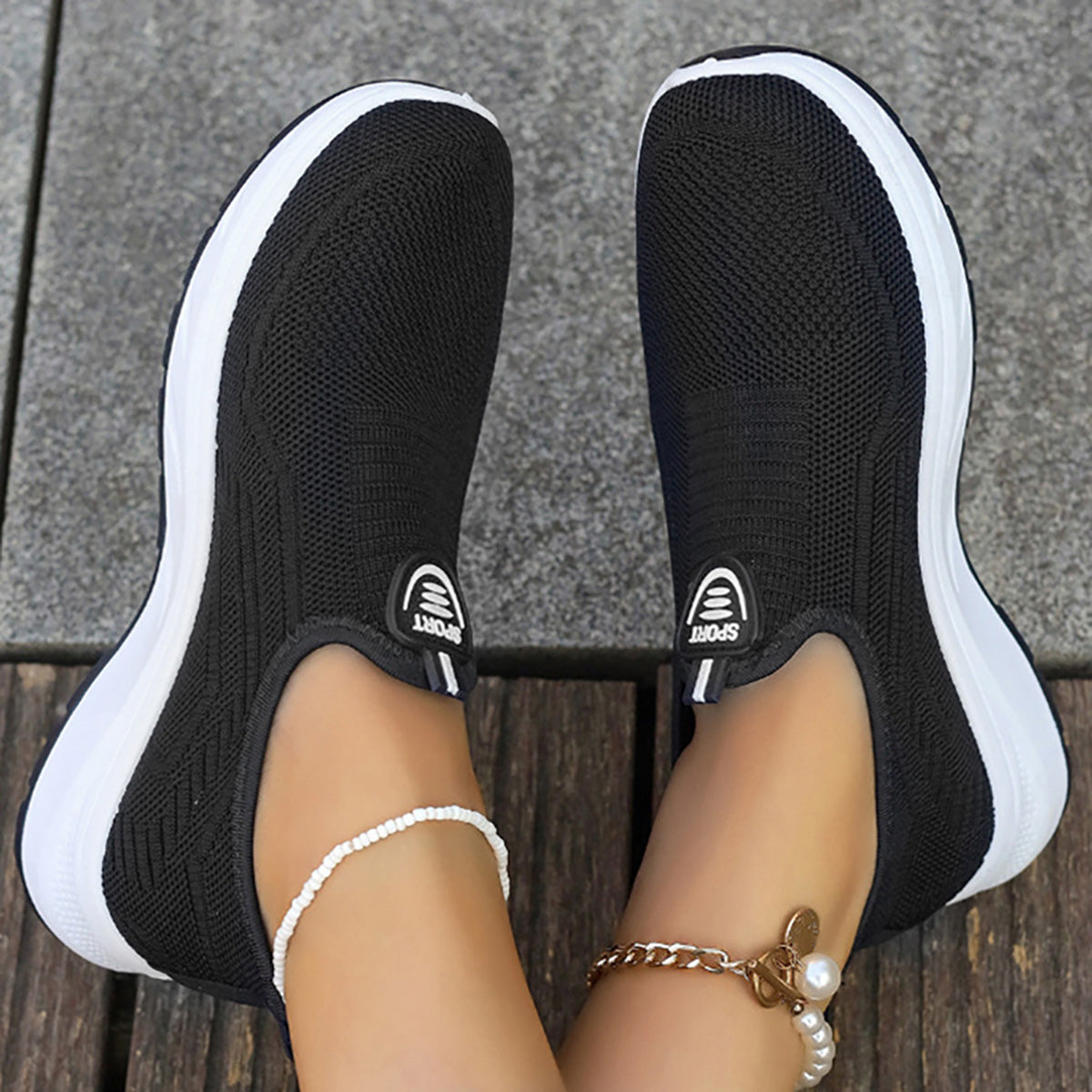 GifitoLuck Women’s Breathable Knit Slip-On Shoes, Lightweight Soft Sole Casual Comfort Trainers, Easy Everyday Walking Gift for Mum or Grandma