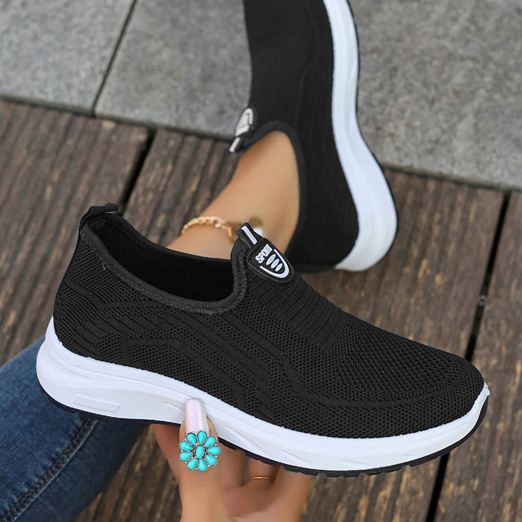 GifitoLuck Women’s Breathable Knit Slip-On Shoes, Lightweight Soft Sole Casual Comfort Trainers, Easy Everyday Walking Gift for Mum or Grandma