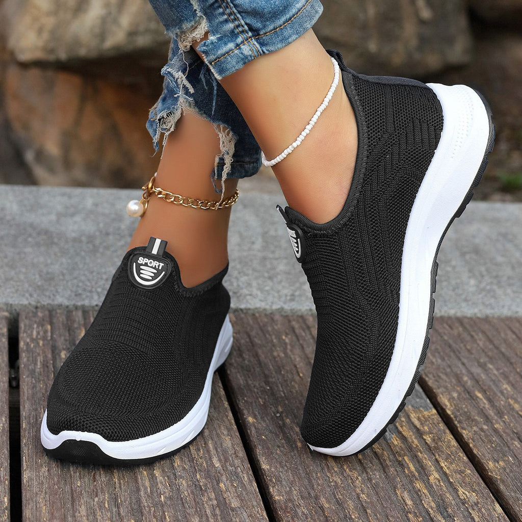 GifitoLuck Women’s Breathable Knit Slip-On Shoes, Lightweight Soft Sole Casual Comfort Trainers, Easy Everyday Walking Gift for Mum or Grandma