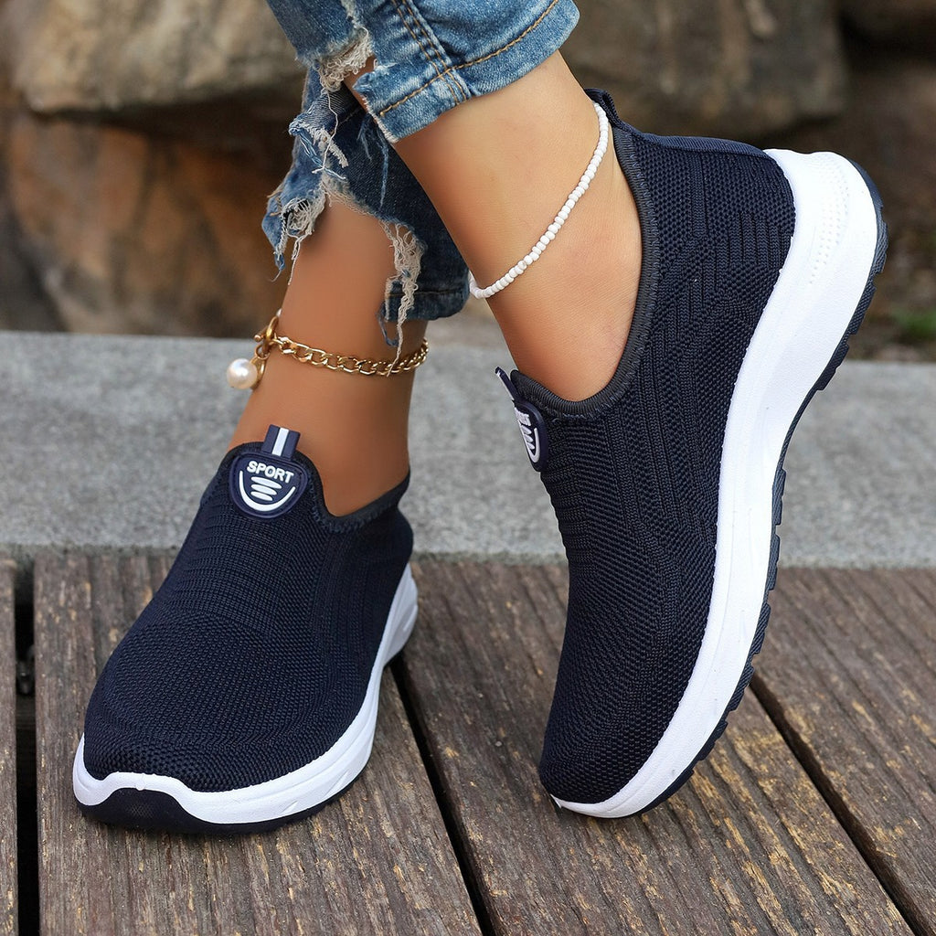 GifitoLuck Women’s Breathable Knit Slip-On Shoes, Lightweight Soft Sole Casual Comfort Trainers, Easy Everyday Walking Gift for Mum or Grandma
