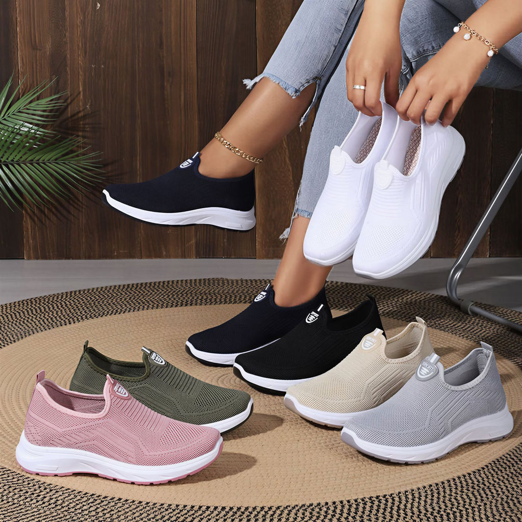GifitoLuck Women’s Breathable Knit Slip-On Shoes, Lightweight Soft Sole Casual Comfort Trainers, Easy Everyday Walking Gift for Mum or Grandma