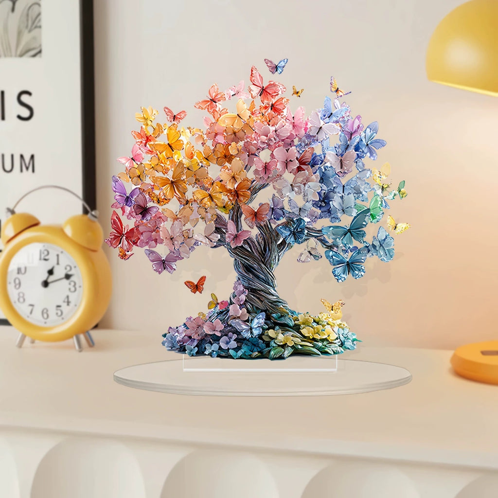 GiftoLuck 2D Crystal Butterfly Fortune Tree for Luck, Wealth & Home Harmony