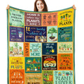 GiftoLuck “Home Is Where My Plants Are” Flannel Blanket for Mom Cozy Plant Lover Throw for Sofa, Bed & Living Room