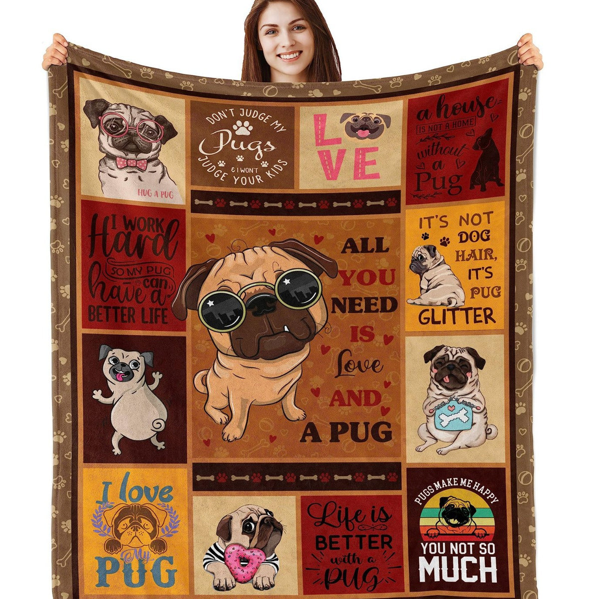 GiftoLuck “Home Is Where My Plants Are” Flannel Blanket for Mom Cozy Plant Lover Throw for Sofa, Bed & Living Room