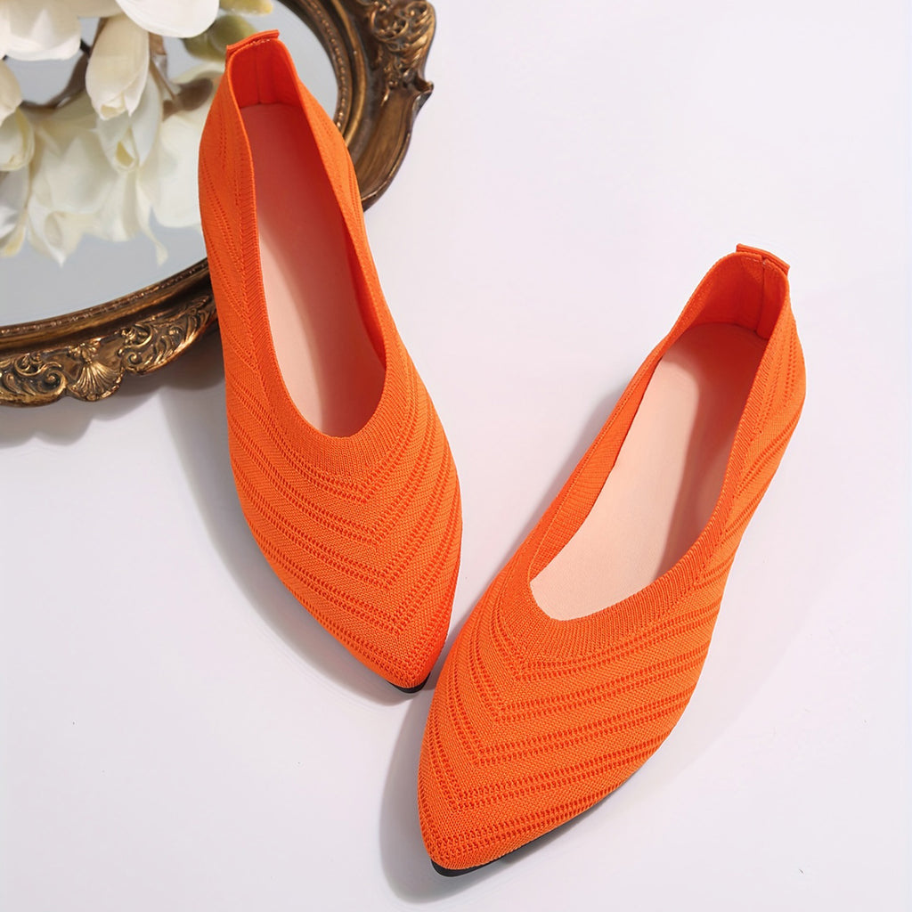 GifitoLuck Women’s Breathable Pointed Knit Flats, Lightweight Slip-On Casual Shoes for Spring 2026, Comfortable Everyday Walking Gift for Mum or Grandma