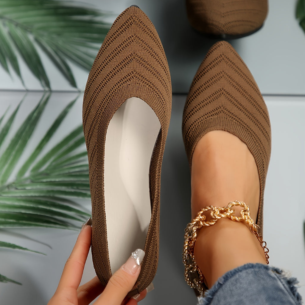 GifitoLuck Women’s Breathable Pointed Knit Flats, Lightweight Slip-On Casual Shoes for Spring 2026, Comfortable Everyday Walking Gift for Mum or Grandma