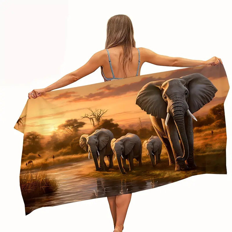 GiftoLuck Tiger Animal Print Quick Dry Beach Towel Summer Holiday Travel Bath Towel