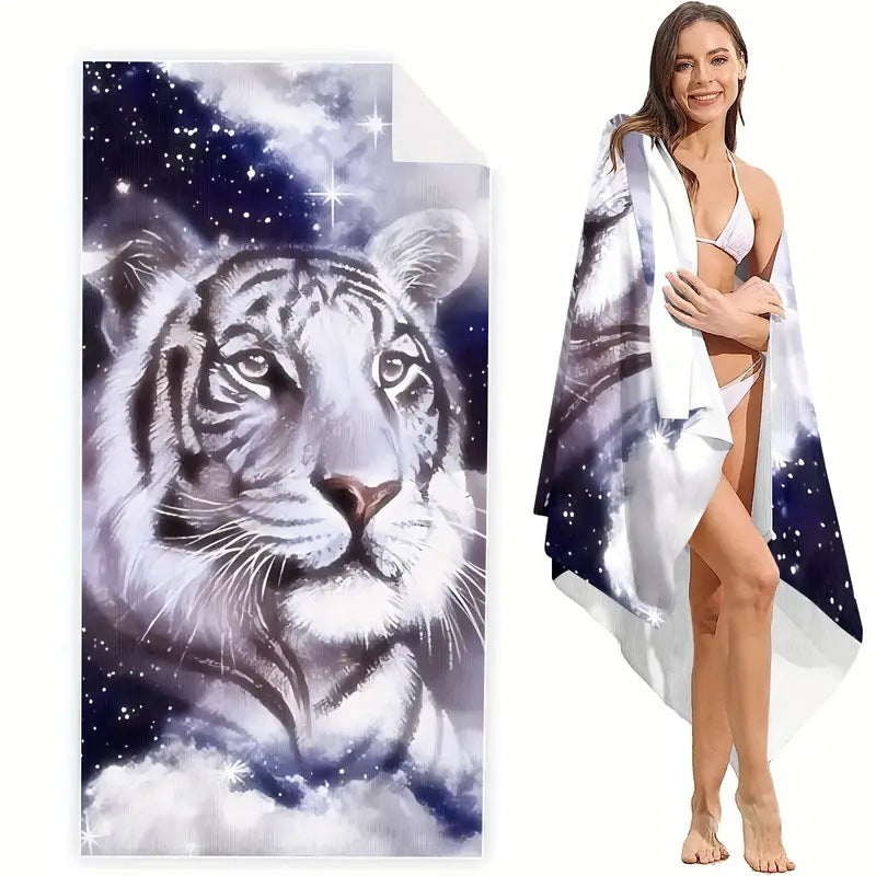 GiftoLuck Tiger Animal Print Quick Dry Beach Towel Summer Holiday Travel Bath Towel
