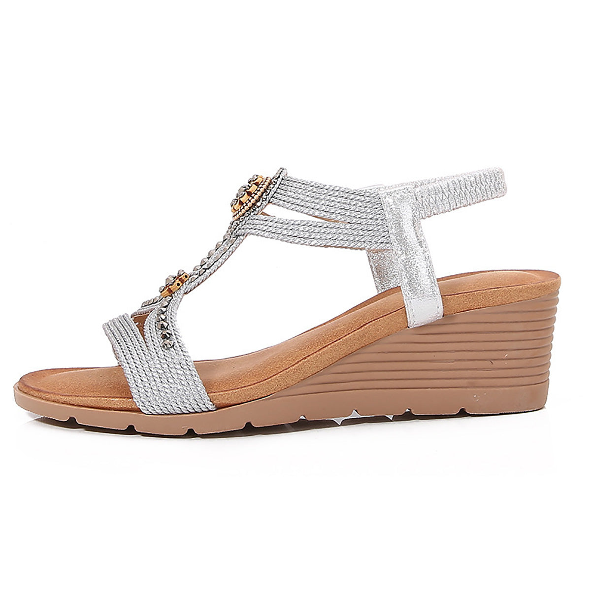 🔥Last Day 69% OFF🔥GiftoLuck Women Summer 2025 Bohemian T-strap Rhinestone Wedge Sandals