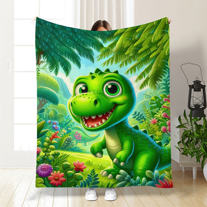 🦕【Cute Dinosaur Series】Cartoon Dinosaur Flannel Blanket for Kids Cute Gift for Boys & Girls