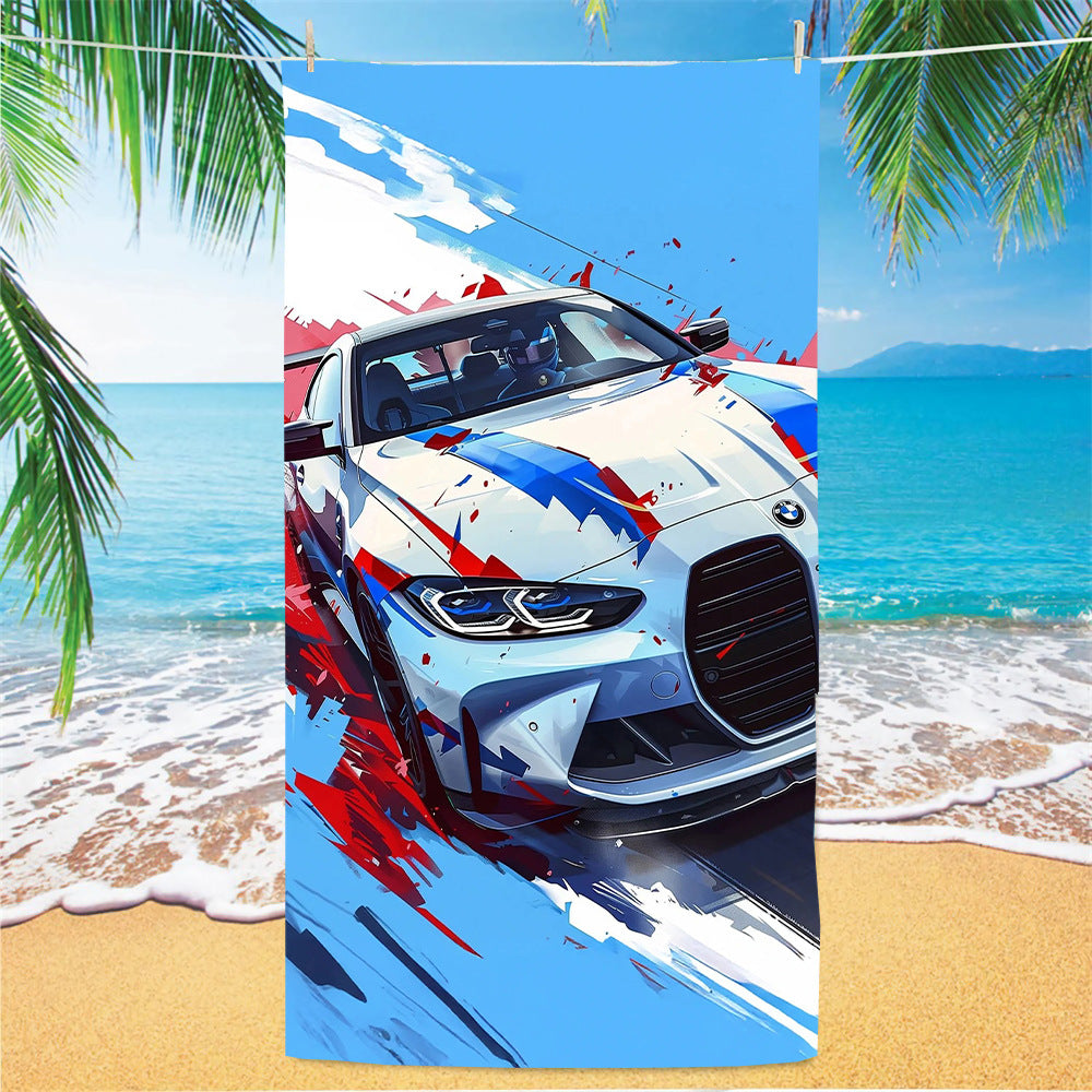 GiftoLuck Tennis Car Anchor Sports Print Beach Towel Quick Dry Sand Free Microfiber Travel Towel
