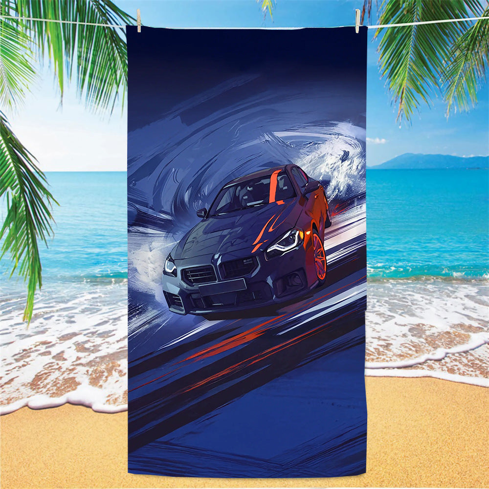 GiftoLuck Tennis Car Anchor Sports Print Beach Towel Quick Dry Sand Free Microfiber Travel Towel