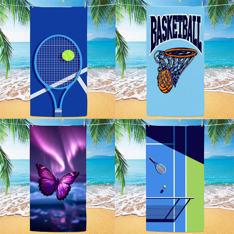 GiftoLuck Tennis Car Anchor Sports Print Beach Towel Quick Dry Sand Free Microfiber Travel Towel