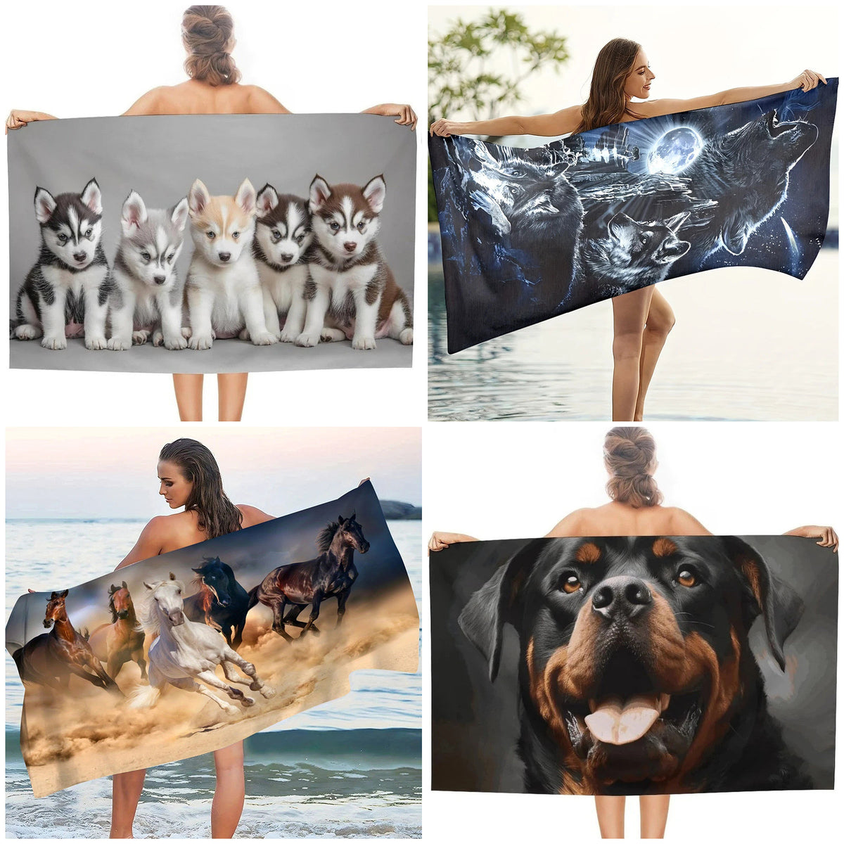 GiftoLuck Moon Turtle Animals Print Quick Dry Beach Towel Summer Holiday Travel Soft Bath Towel
