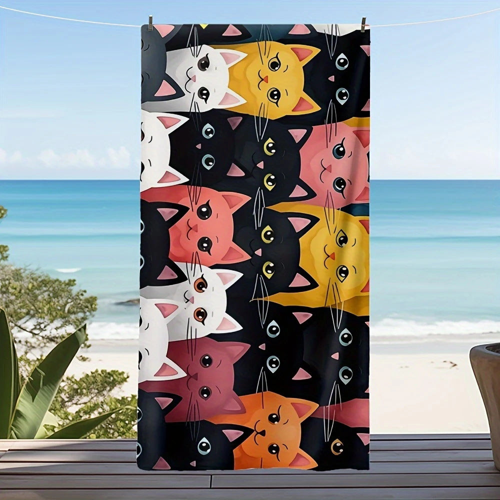 GiftoLuck Moon Turtle Animals Print Quick Dry Beach Towel Summer Holiday Travel Soft Bath Towel