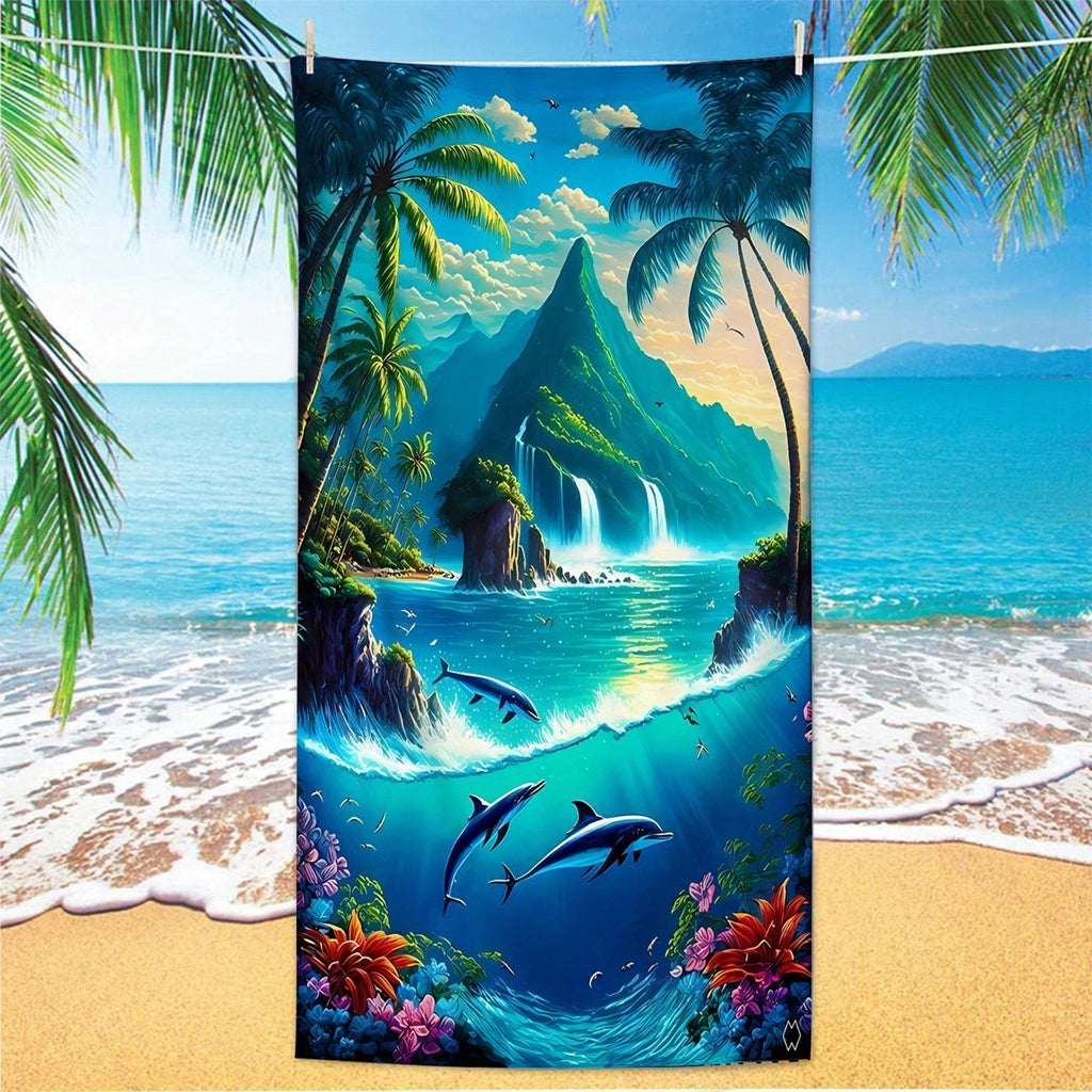 GiftoLuck Moon Turtle Animals Print Quick Dry Beach Towel Summer Holiday Travel Soft Bath Towel
