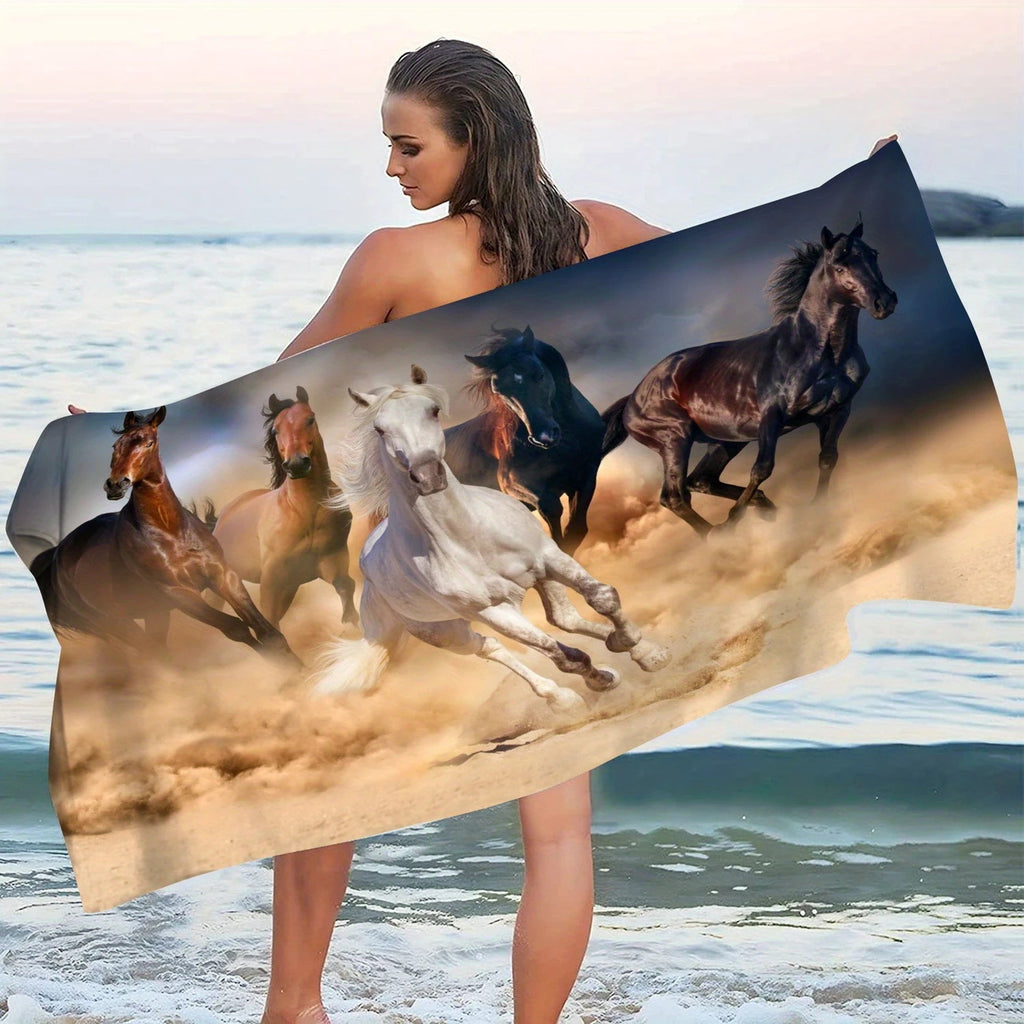 GiftoLuck Moon Turtle Animals Print Quick Dry Beach Towel Summer Holiday Travel Soft Bath Towel
