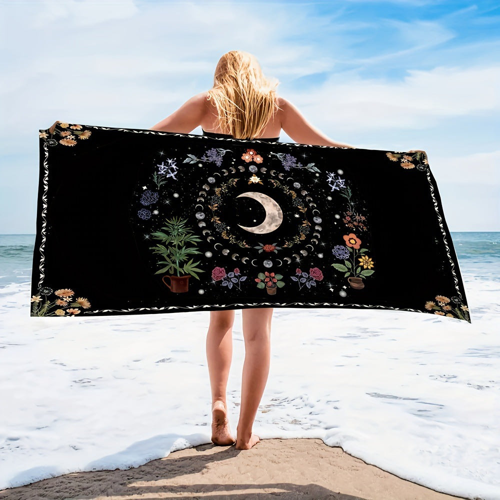GiftoLuck Moon Turtle Animals Print Quick Dry Beach Towel Summer Holiday Travel Soft Bath Towel