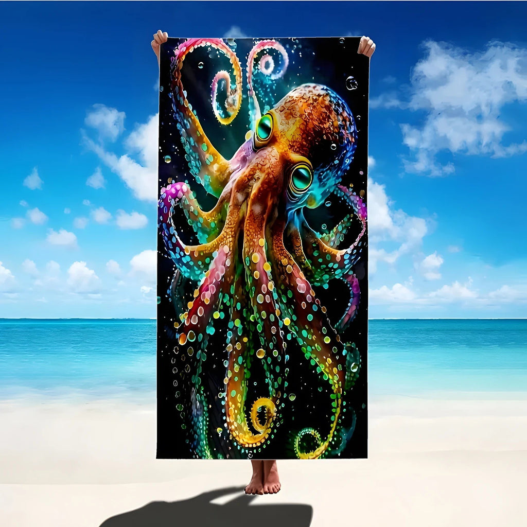GiftoLuck Moon Turtle Animals Print Quick Dry Beach Towel Summer Holiday Travel Soft Bath Towel