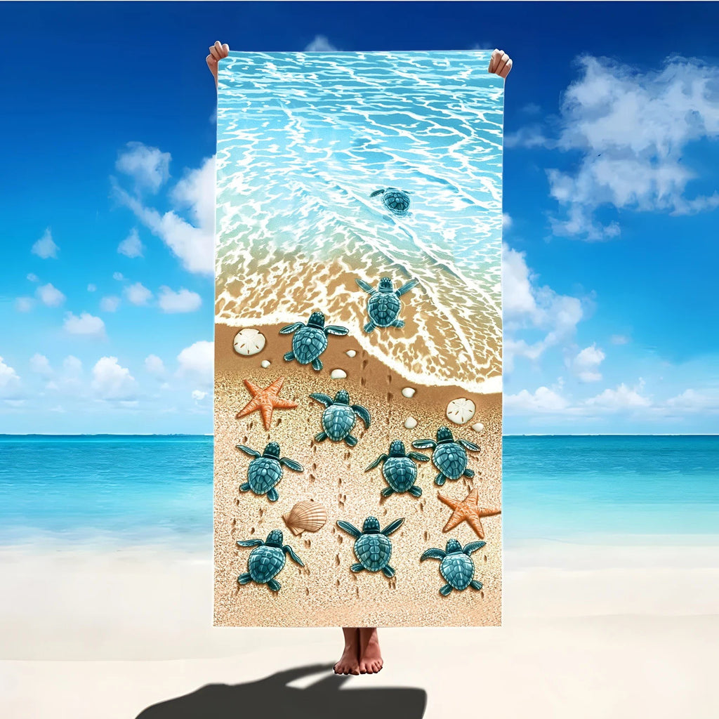 GiftoLuck Moon Turtle Animals Print Quick Dry Beach Towel Summer Holiday Travel Soft Bath Towel