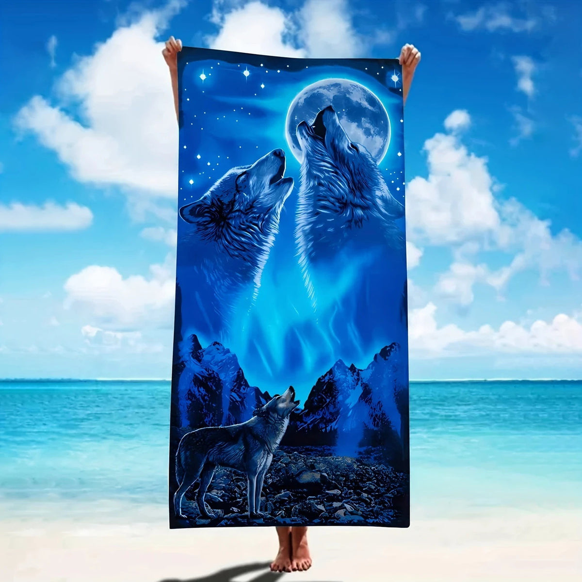 GiftoLuck Moon Turtle Animals Print Quick Dry Beach Towel Summer Holiday Travel Soft Bath Towel