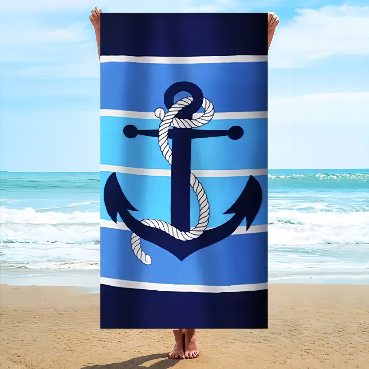 GiftoLuck Anchor Summer Beach Towel Quick Dry Sand Free Travel Swimming Pool Bath Towel