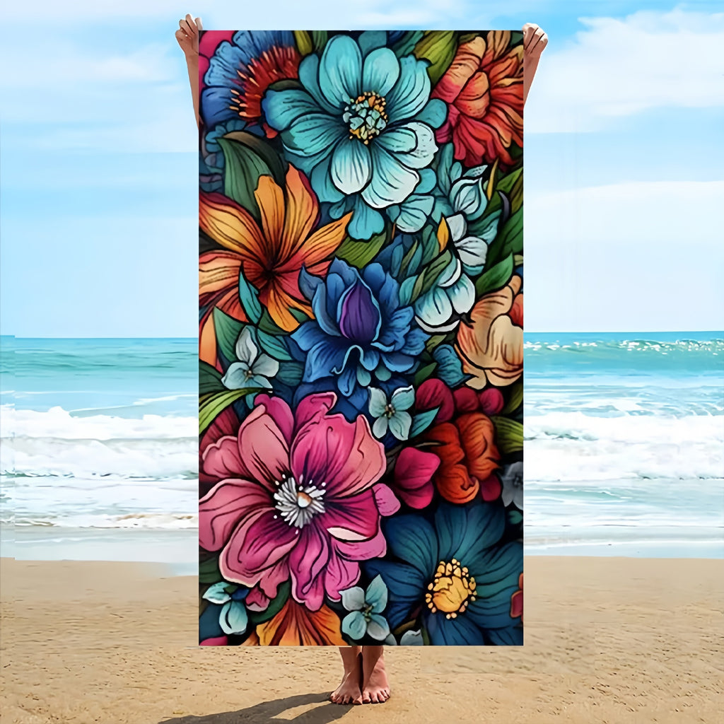 GiftoLuck Colorful Floral Print Quick Dry Beach Towel Soft Summer Holiday Travel Bath Towel