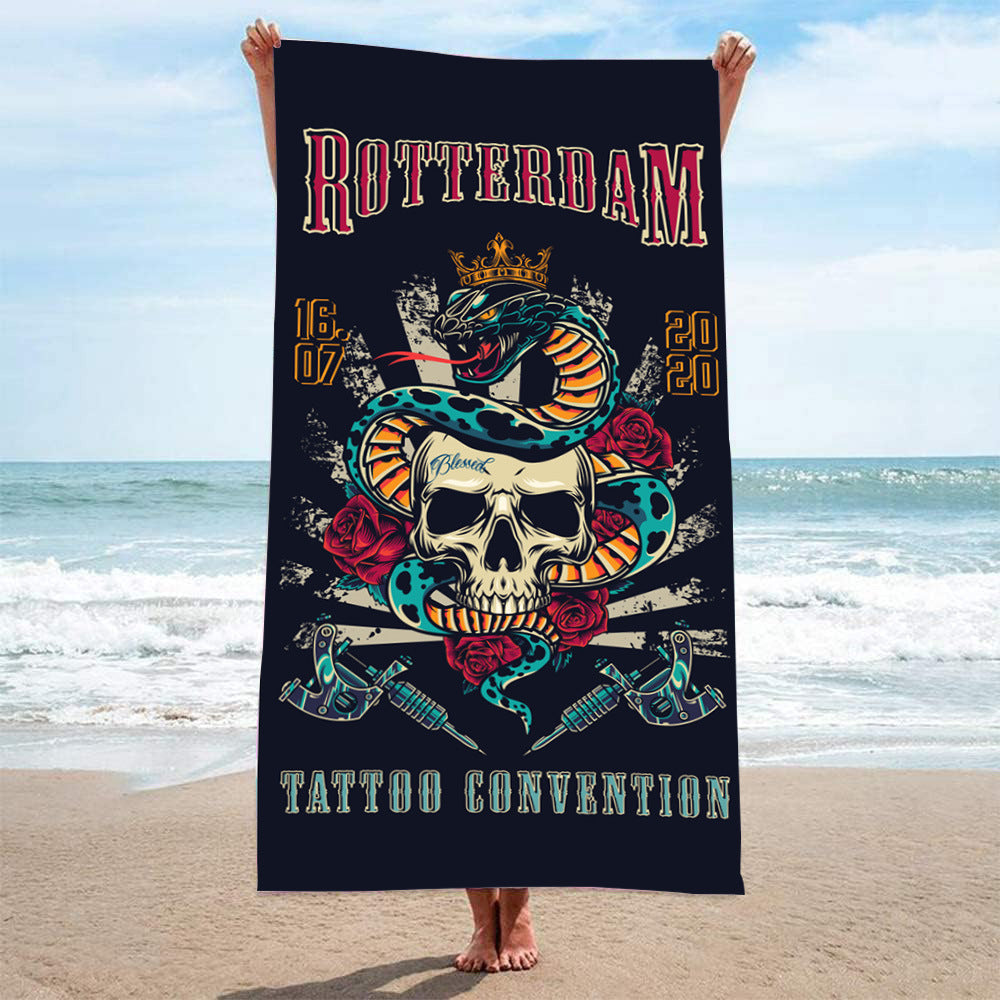 GiftoLuck Rotteroam Skull Print Quick Dry Beach Towel Soft Holiday Travel Summer Bath Towel