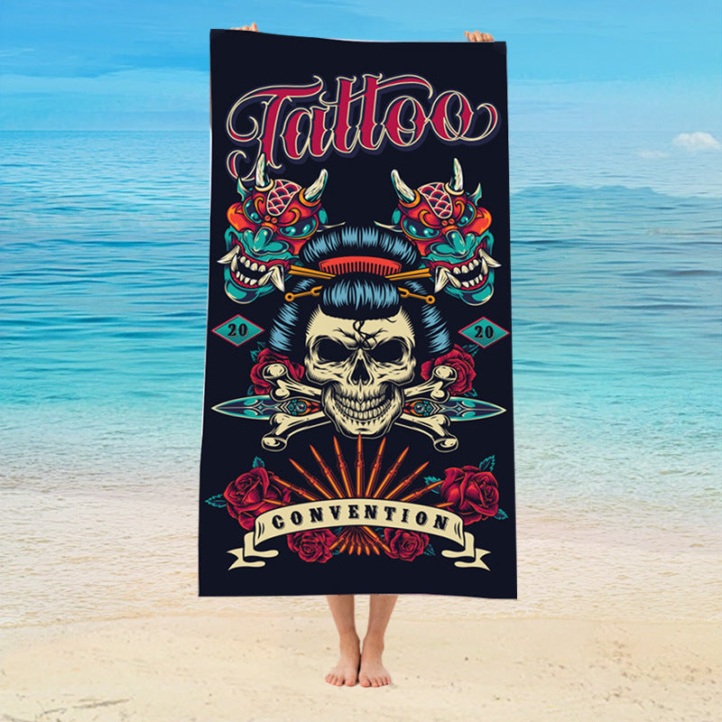 GiftoLuck Rotteroam Skull Print Quick Dry Beach Towel Soft Holiday Travel Summer Bath Towel