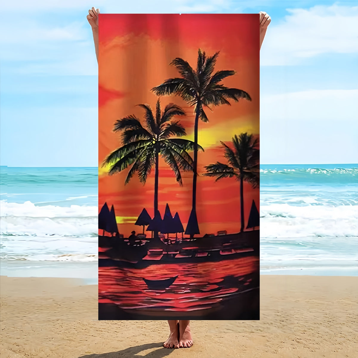 GiftoLuck Summer Beach Towel Quick Dry Coconut Tree Holiday Travel Swimming Beach Towel