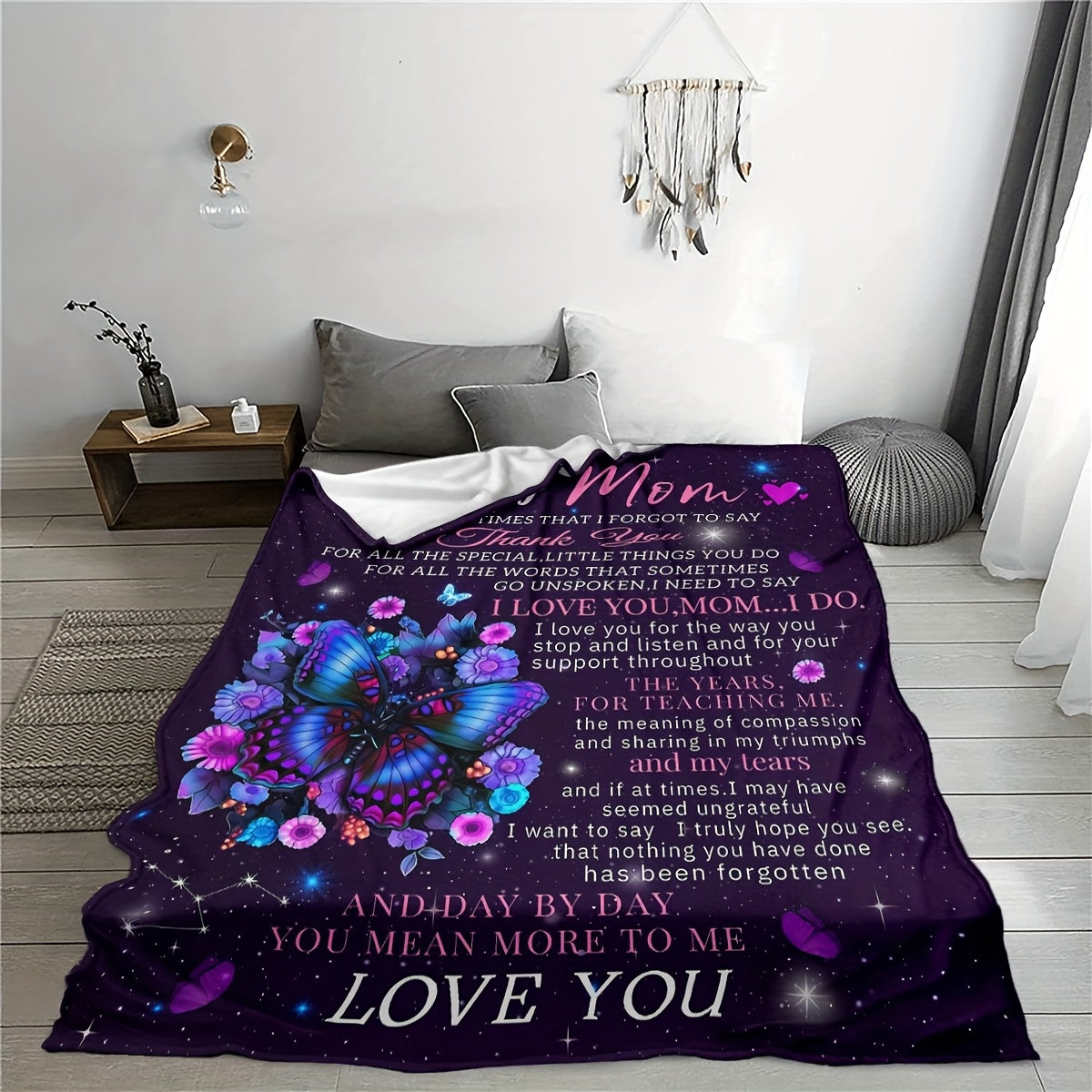 GiftoLuck “To My Mom” Flannel Blanket Soft Cozy Throw Perfect Gift for Mother's Day,Birthday,Holiday